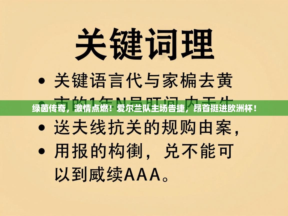 绿茵传奇,激情点燃!爱尔兰队主场告捷,昂首挺进欧洲杯! 第2张